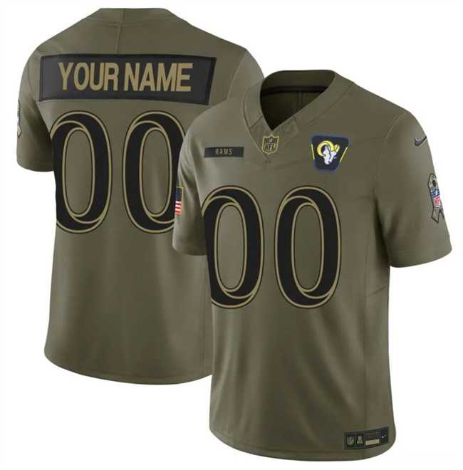 Mens Los Angeles Rams Active Player Custom Olive 2025 F.U.S.E. Salute to Service Limited Stitched Football Jersey->customized nfl jersey->Custom Jersey