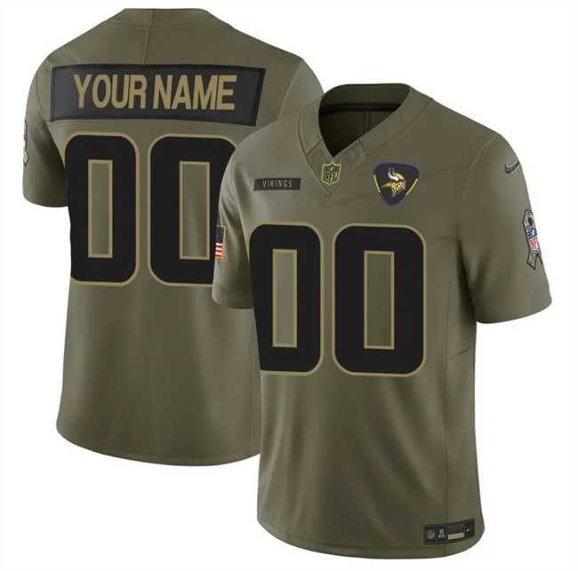 Mens Minnesota Vikings Active Player Custom Olive 2025 F.U.S.E. Salute to Service Limited Stitched Football Jersey->customized nfl jersey->Custom Jersey