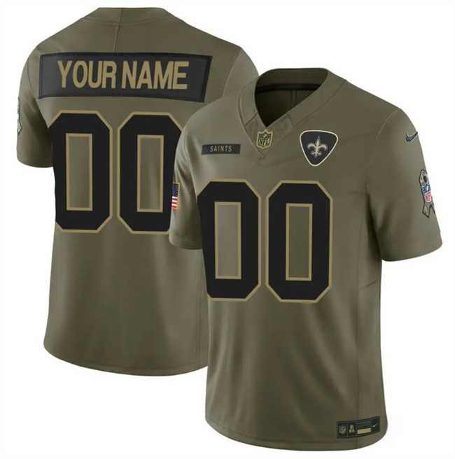 Mens New Orleans Saints Active Player Custom Olive 2025 F.U.S.E. Salute to Service Limited Stitched Football Jersey->customized nfl jersey->Custom Jersey
