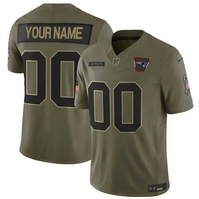 Mens New England Patriots Active Player Custom Olive 2025 F.U.S.E. Salute to Service Limited Stitched Football Jersey->customized nfl jersey->Custom Jersey