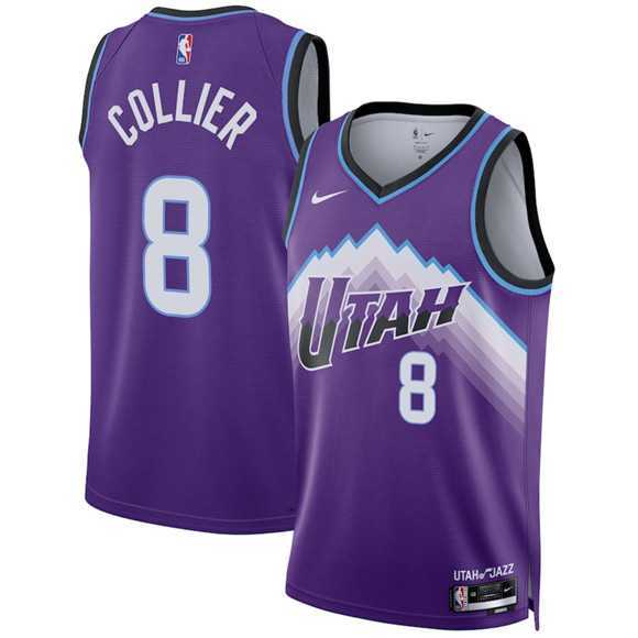 Mens Utah Jazz #8 Isaiah Collier Purple 2025 Icon Edition Stitched Jersey Dzhi->utah jazz->NBA Jersey