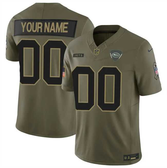 Mens New York Jets Active Player Custom Olive 2025 F.U.S.E. Salute to Service Limited Stitched Football Jersey->customized nfl jersey->Custom Jersey