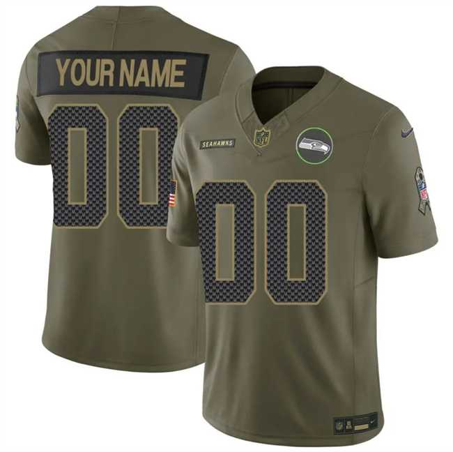 Mens Seattle Seahawks Active Player Custom Olive 2025 F.U.S.E. Salute to Service Limited Stitched Football Jersey->customized nfl jersey->Custom Jersey
