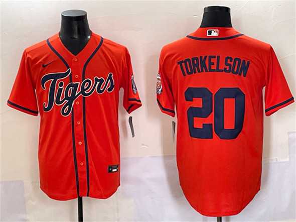 Men%27s Detroit Tigers #20 Spencer Torkelson Orange With Patch Cool Base Stitched Baseball Jersey->detroit tigers->MLB Jersey
