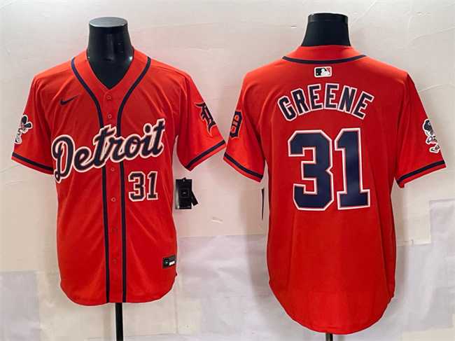 Men%27s Detroit Tigers #31 Riley Greene Orange With Patch Vapor Premier Limited Stitched Baseball Jersey->detroit tigers->MLB Jersey