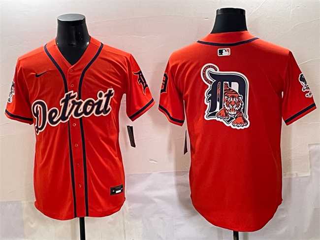 Men%27s Detroit Tigers Team Big Logo Orange With Patch Vapor Premier Limited Stitched Baseball Jersey->houston astros->MLB Jersey