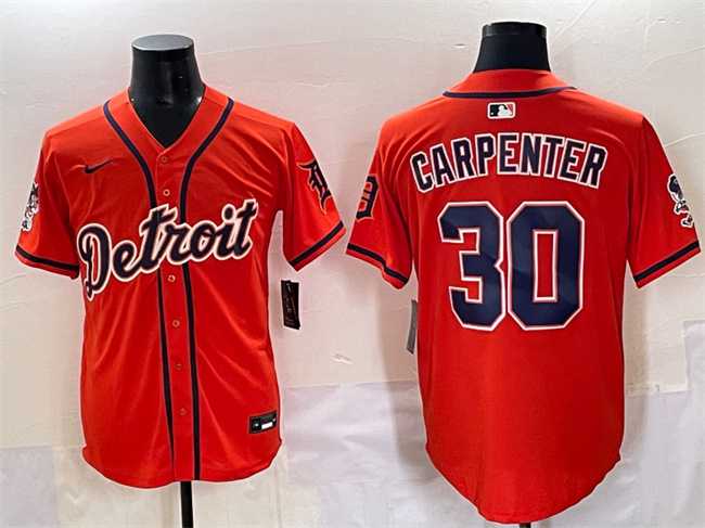 Men%27s Detroit Tigers #30 Kerry Carpenter Orange With Patch Vapor Premier Limited Stitched Baseball Jersey->detroit tigers->MLB Jersey