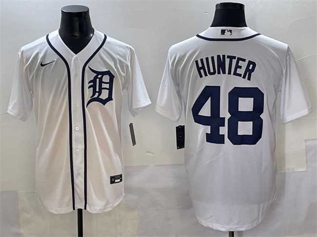 Men%27s Detroit Tigers #48 Brant Hurter White Cool Base Stitched Baseball Jersey->detroit tigers->MLB Jersey