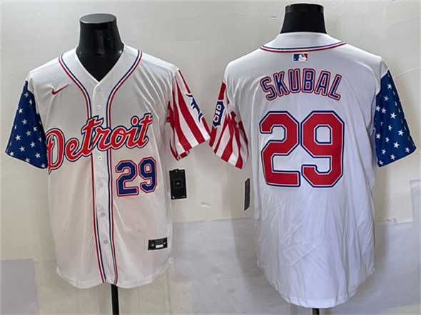 Men%27s Detroit Tigers #29 Tarik Skubal White 2025 Memorial Day Vapor Premier Limited Stitched Baseball Jersey->detroit tigers->MLB Jersey