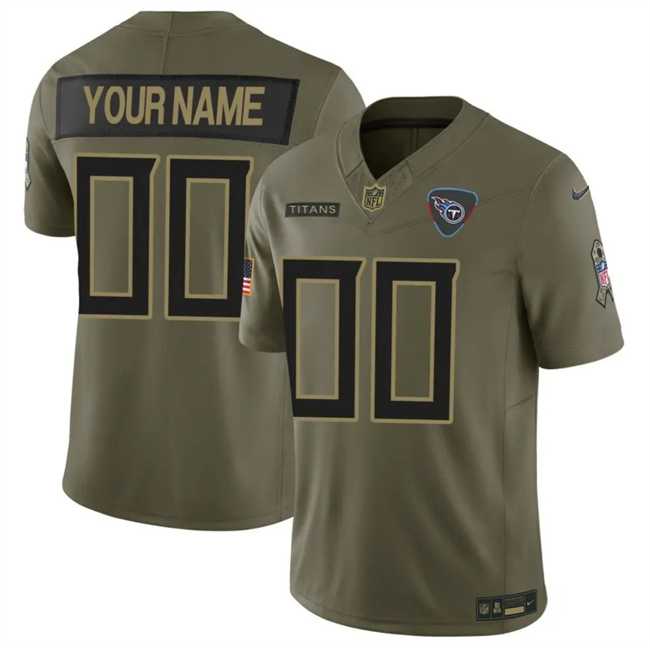Mens Tennessee Titans Active Player Custom Olive 2025 F.U.S.E. Salute to Service Limited Stitched Football Jersey->customized nfl jersey->Custom Jersey