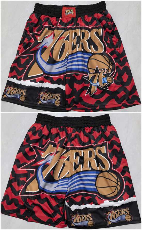 Men%27s Philadelphia 76ers Black Red Shorts (Run Small)->boston celtics->NBA Jersey