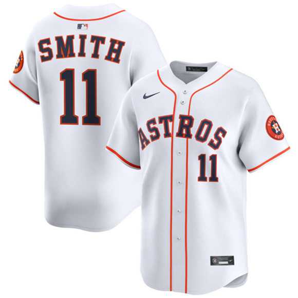 Men%27s Houston Astros #11 Cam Smith White 2025 Home Limited Stitched Baseball Jersey Dzhi->houston astros->MLB Jersey