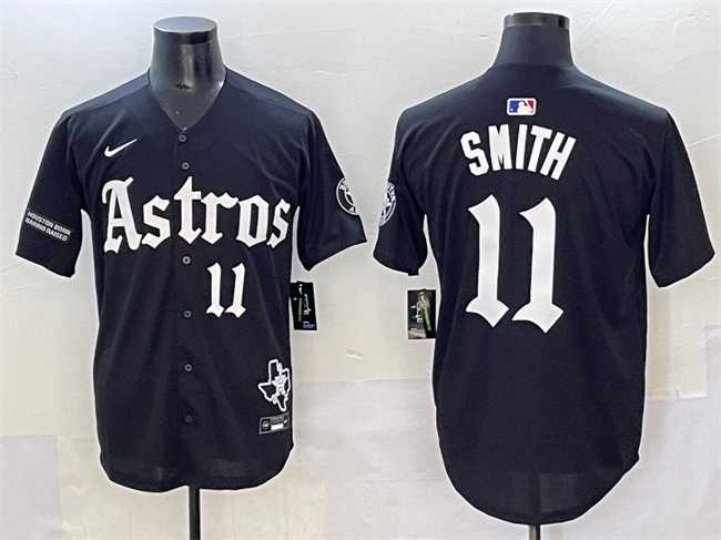 Men%27s Houston Astros #11 Cam Smith Black Gothic %27Houston Born Barrio Raised%27 Limited Stitched Baseball Jersey->houston astros->MLB Jersey