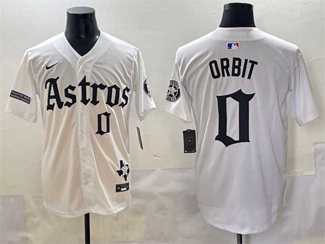 Men%27s Houston Astros #0 Orbit White Gothic %27Houston Born Barrio Raised%27 Limited Stitched Baseball Jersey->houston astros->MLB Jersey