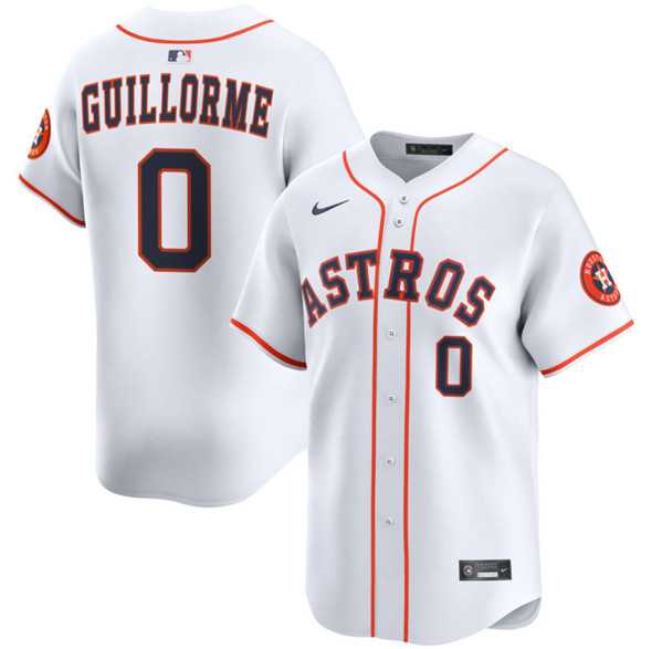 Men%27s Houston Astros #0 Luis Guillorme White 2025 Home Limited Stitched Baseball Jersey Dzhi->houston astros->MLB Jersey