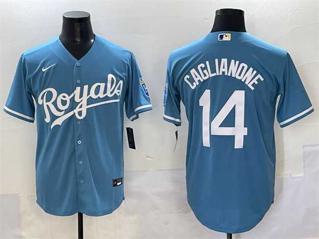 Mens Kansas City Royals #14 Jac Caglianone Light Blue Cool Base Stitched Baseball Jersey->kansas city royals->MLB Jersey