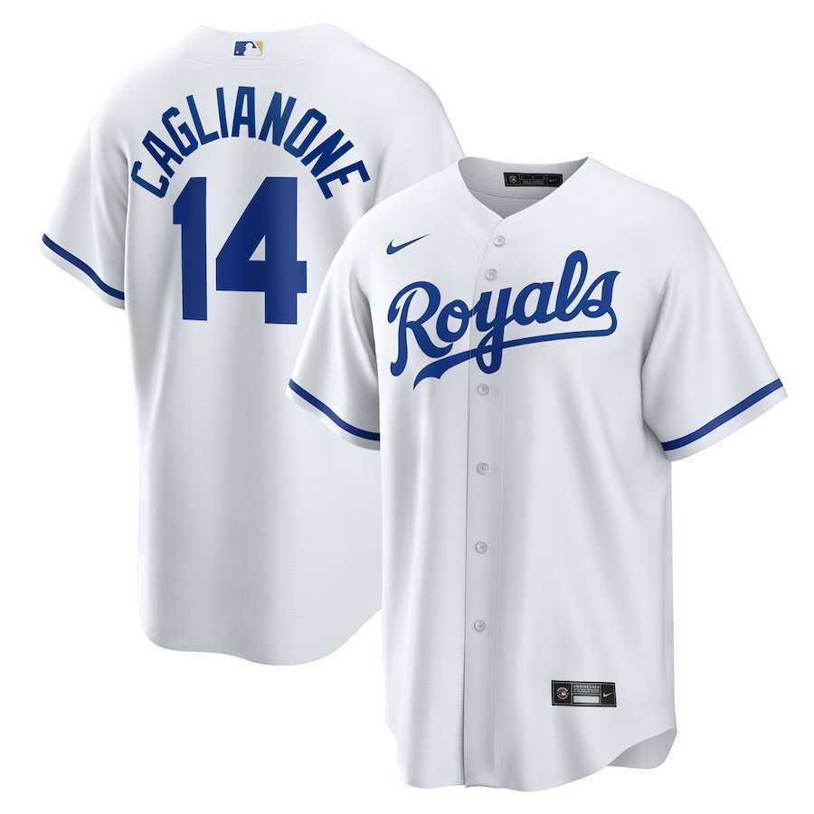 Mens Kansas City Royals #14 Jac Caglianone Nike White Home Replica Jerse Dzhi->kansas city royals->MLB Jersey