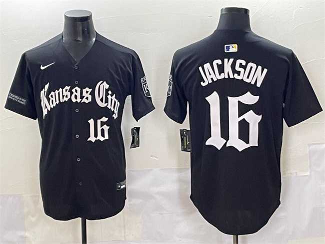 Mens Kansas City Royals #16 Bo Jackson Black Gothic Crown Edition Vapor Premier Limited Stitched Baseball Jersey->kansas city royals->MLB Jersey