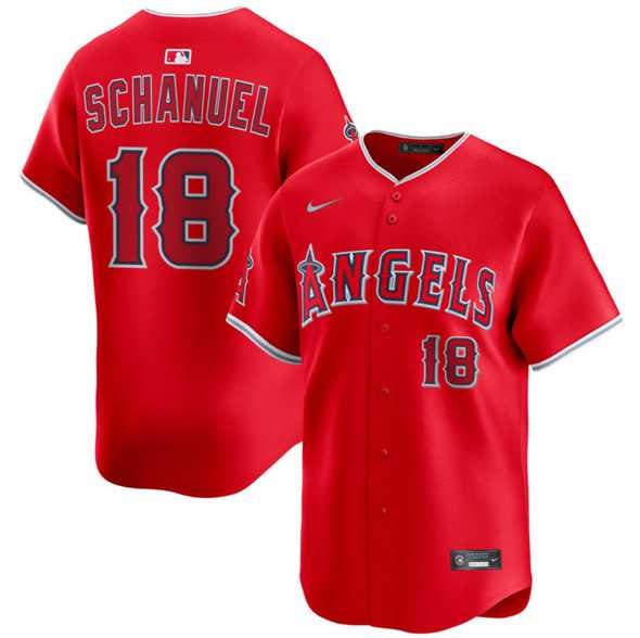 Mens Los Angeles Angels #18 Nolan Schanuel Red Alternate Limited Stitched Baseball Jersey Dzhi->los angeles angels->MLB Jersey