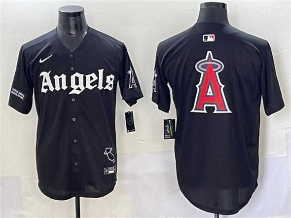 Mens Los Angeles Angels Team Big Logo Black Gothic Halo Edition Vapor Limited Stitched Jersey->los angeles angels->MLB Jersey