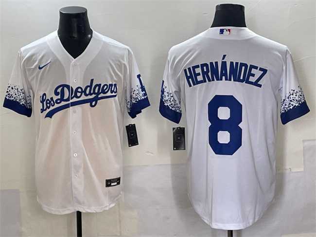 Men%27s Los Angeles Dodgers #8 Enrique Hernandez White City Connect Cool Base Stitched Jersey->los angeles dodgers->MLB Jersey