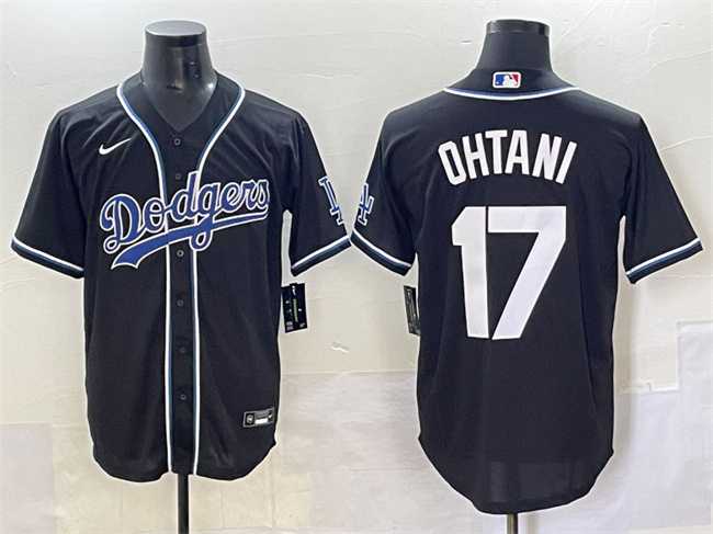 Men%27s Los Angeles Dodgers #17 Shohei Ohtani Black Fashion Stitched Baseball Jersey->los angeles dodgers->MLB Jersey
