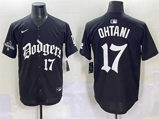 Men%27s Los Angeles Dodgers #17 Shohei Ohtani Black 2025 LA Gothic Style With 2024 World Series Champions Patch Vapor Premier Limited Stitched Baseball Jersey->los angeles dodgers->MLB Jersey