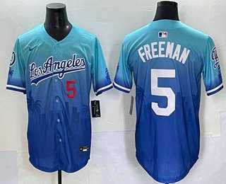 Men%27s Los Angeles Dodgers #5 Freddie Freeman Blue 2025 City Connect Limited Stitched Jersey->los angeles dodgers->MLB Jersey