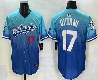 Men%27s Los Angeles Dodgers #17 Shohei Ohtani Blue 2025 City Connect Limited Stitched Jersey->los angeles dodgers->MLB Jersey