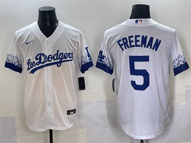 Men%27s Los Angeles Dodgers #5 Freddie Freeman White City Connect Cool Base Stitched Jersey->los angeles dodgers->MLB Jersey