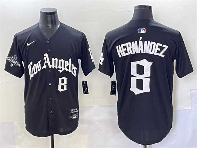 Men%27s Los Angeles Dodgers #8 Enrique Hernandez Black Mexico 2025 LA Gothic Style With 2024 World Series Champions Patch Vapor Premier Limited Stitched Baseball Jersey->los angeles dodgers->MLB Jersey