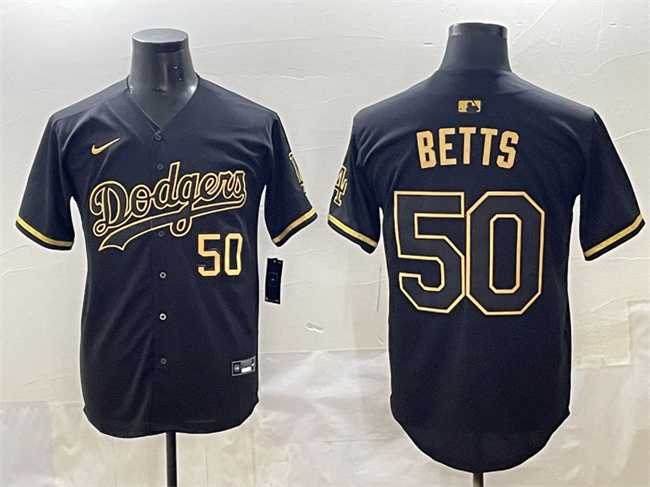 Men%27s Los Angeles Dodgers #50 Mookie Betts Black Gold Limited Stitched Jersey->los angeles dodgers->MLB Jersey
