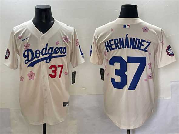 Men%27s Los Angeles Dodgers #37 Teoscar Hernandez Cream 2025 Tokyo Series Limited Stitched Baseball Jersey->los angeles dodgers->MLB Jersey