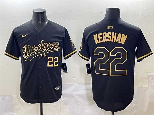 Men%27s Los Angeles Dodgers #22 Clayton Kershaw Black Gold Limited Stitched Jersey->los angeles dodgers->MLB Jersey