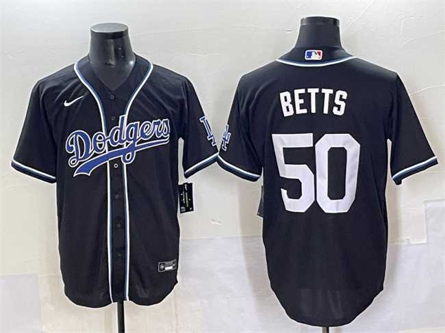 Men%27s Los Angeles Dodgers #50 Mookie Betts Black Fashion Stitched Baseball Jersey->los angeles dodgers->MLB Jersey