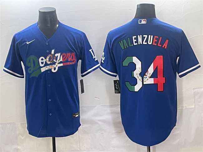 Men%27s Los Angeles Dodgers #34 Fernando Valenzuela Blue Mexico Stitched Jersey Dzhi->los angeles dodgers->MLB Jersey