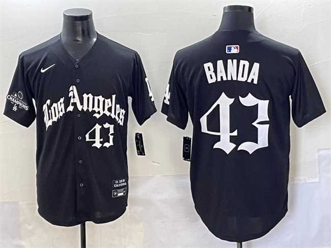 Men%27s Los Angeles Dodgers #43 Anthony Banda Black Mexico 2025 LA Gothic Style With 2024 World Series Champions Patch Vapor Premier Limited Stitched Baseball Jersey->los angeles dodgers->MLB Jersey