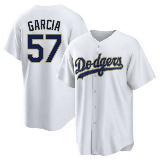 Men%27s Los Angeles Dodgers #57 Luis Garcia White Gold Cool Base Stitched Baseball Jersey Dzhi->los angeles dodgers->MLB Jersey