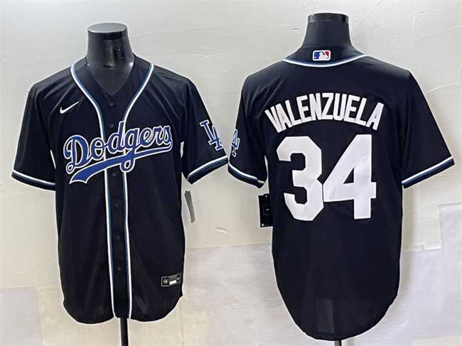 Men%27s Los Angeles Dodgers #34 Fernando Valenzuela Black Fashion Stitched Baseball Jersey->los angeles dodgers->MLB Jersey