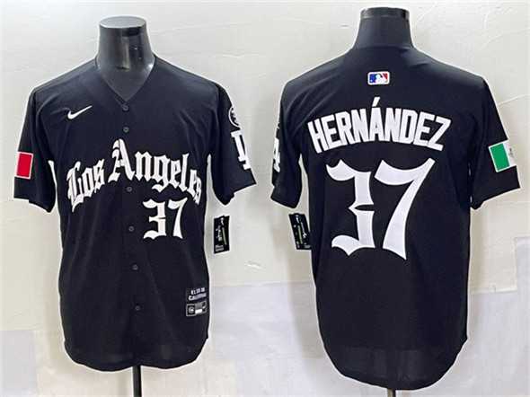 Men%27s Los Angeles Dodgers #37 Teoscar Hernandez Black 2025 LA Gothic Style With Fernando Patch Vapor Premier Limited Stitched Baseball Jersey->los angeles dodgers->MLB Jersey