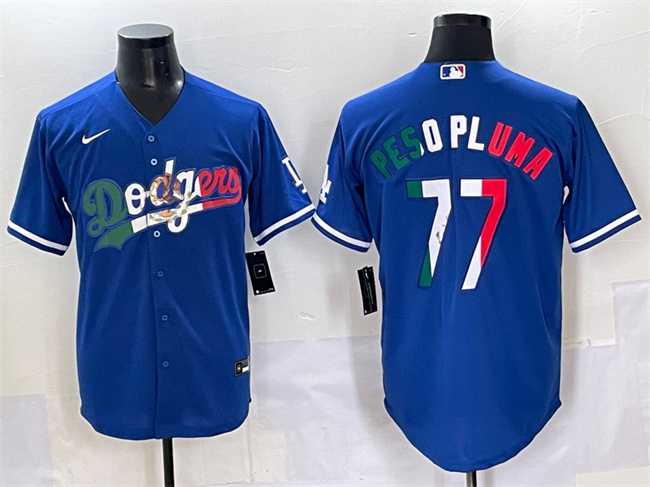 Men%27s Los Angeles Dodgers #77 Peso Pluma Blue Mexico Stitched Jersey Dzhi->los angeles dodgers->MLB Jersey