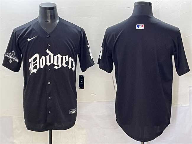 Men%27s Los Angeles Dodgers Blank Black 2025 LA Gothic Style With 2024 World Series Champions Patch Vapor Premier Limited Stitched Baseball Jersey->los angeles dodgers->MLB Jersey