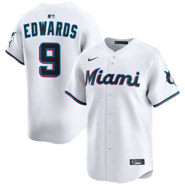 Mens Miami Marlins #9 Xavier Edwards White 2024 Home Limited Stitched Baseball Jersey Dzhi->miami marlins->MLB Jersey