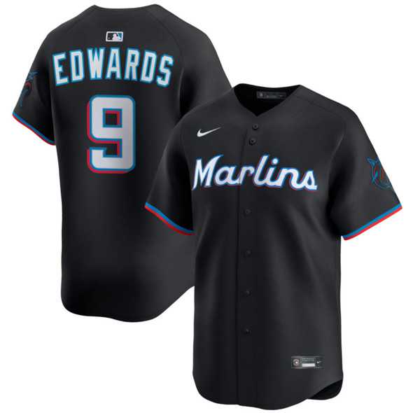 Mens Miami Marlins #9 Xavier Edwards Black 2024 Alternate Limited Stitched Baseball Jersey Dzhi->miami marlins->MLB Jersey