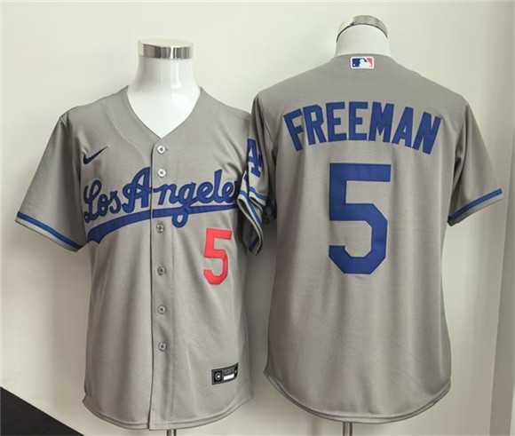 Men%27s Los Angeles Dodgers #5 Freddie Freeman Gray Cool Base Stitched Jersey->chicago cubs->MLB Jersey