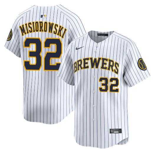 Men%27s Milwaukee Brewers #32 Jacob Misiorowski White Alternate Limited Stitched Baseball Jersey Dzhi->milwaukee brewers->MLB Jersey