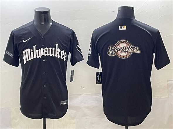 Men%27s Milwaukee Brewers Team Big Logo Black %27Gothic 414 Shadows Edition%27 Vapor Premier Limited Stitched Jersey->minnesota twins->MLB Jersey