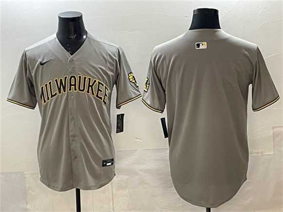 Mens Milwaukee Brewers Blank Gray Home Limited Stitched Jersey->milwaukee brewers->MLB Jersey