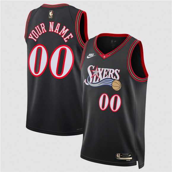Men%27s Philadelphia 76ers Active Player Custom Black 2025 Classic Edition Stitched Jersey->customized nba jersey->Custom Jersey