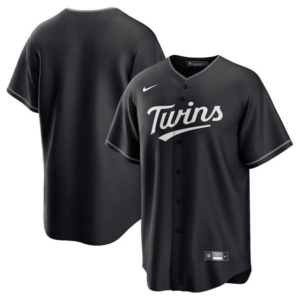 Mens Minnesota Twins Blank Black Lights Out Limited Stitched Baseball Jersey Dzhi->minnesota twins->MLB Jersey